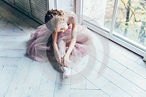 Young ballet dancer in dance class