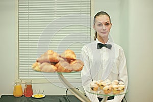 A young bar girl at work