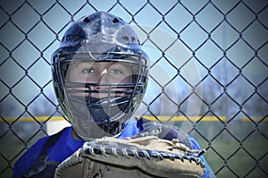 Young baseball catcher