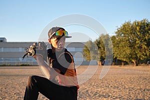 Young baseball pitcher preparing to throw a ball