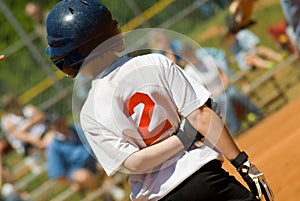 Young Baseball Player on Base