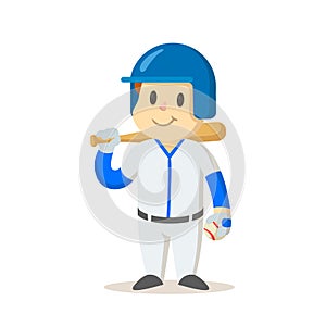 Young baseball player character. Sport and fitness. Cartoon vector flat illustration. Isolated on white background.