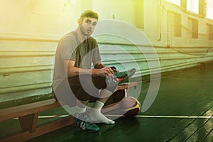 Young Basketball player in a basketball court