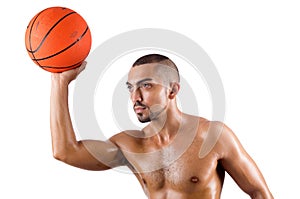 Young basketball player isolated on the white