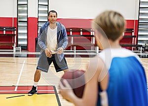 Young basketball player shoot