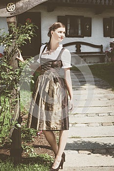 Young bavarian woman in holiday dirndl