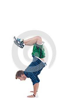 Young bboy standing on hands