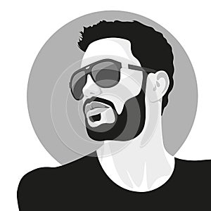 Young bearded handsome man wearing sunglasses