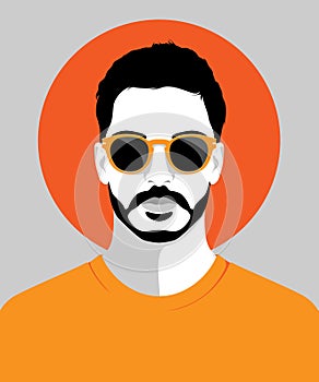 Young bearded handsome man wearing sunglasses