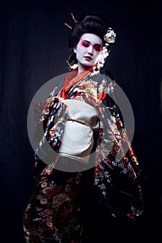Young beautiful asian woman's portrait, geisha in