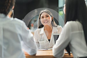 Young beautiful asian women smiling happy moment with friend