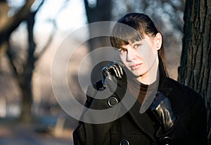 Young beautiful attractive woman in winter coat