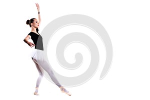 Young beautiful ballet dancer isolated over white background