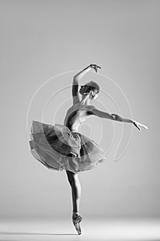 Young beautiful ballet dancer posing in a studio