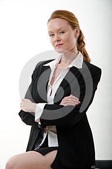 Young and beautiful blond caucasian businesswoman