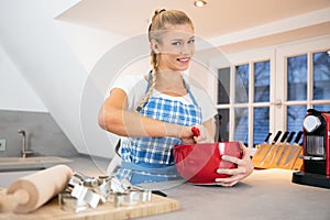 Woman baking in the kitchen christmas photo