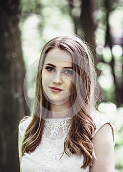 Young Beautiful Bride Looking At Camera