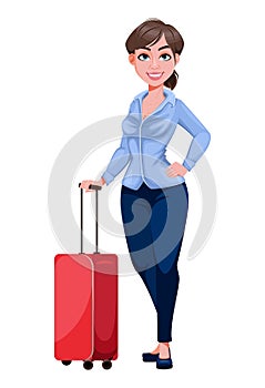 Young beautiful business woman cartoon character