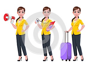 Young beautiful business woman cartoon character