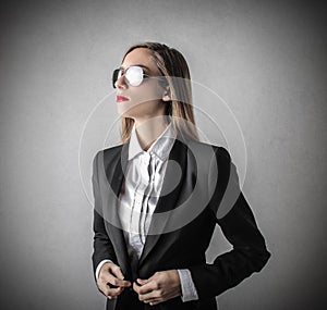 Young beautiful business woman with glasses