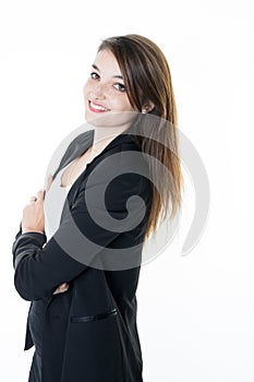 young beautiful business woman in the office Crossed arms