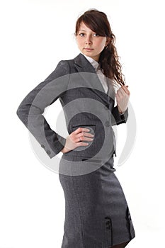 Young beautiful business woman in suit