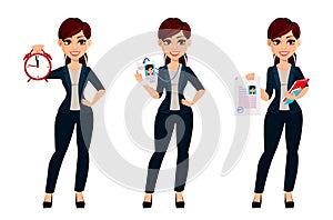 Young beautiful business womanYoung beautiful business woman, set of three poses.