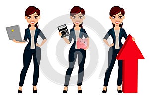 Young beautiful business womanYoung beautiful business woman, set of three poses.