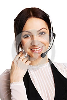 Young beautiful call center operator