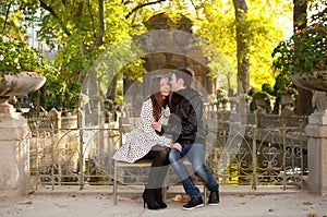 Young beautiful couple at fall