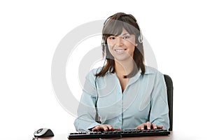 Young beautiful customer service operator