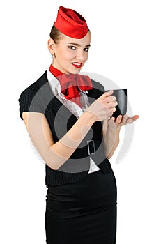 Young beautiful flight attendant