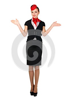 Young beautiful flight attendant