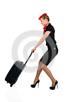 Young beautiful flight attendant