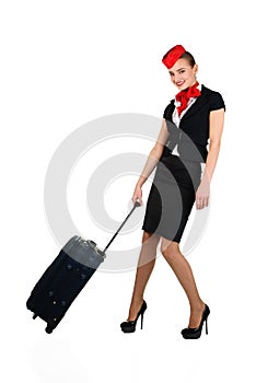 Young beautiful flight attendant