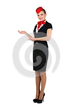 Young beautiful flight attendant