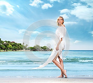 Young, beautiful and girl on the beach