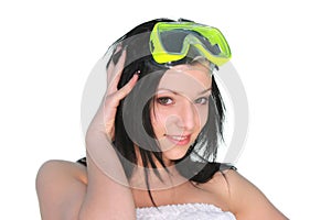 Young beautiful girl in diving mask