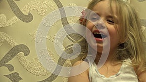 Young Beautiful Girl Laughing and Having Fun. Closeup. 4K UltraHD, UHD