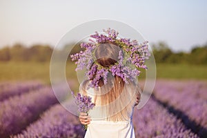 Young,beautiful girl in lavender field