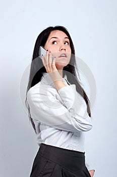 Young beautiful girl with office equipment