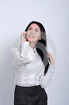 Young beautiful girl with office equipment