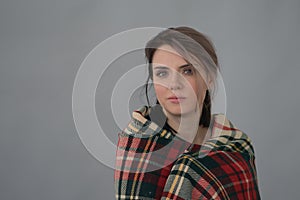 Young beautiful girl posing in studio