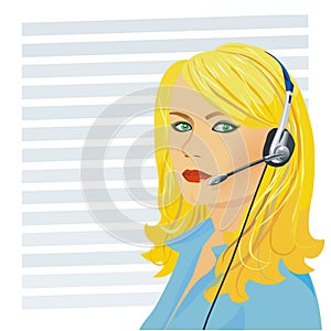 Young beautiful girl telephone operator