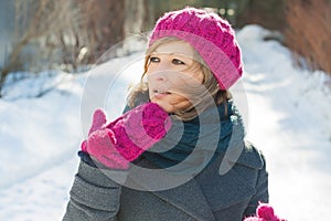 Young beautiful girl in the winter