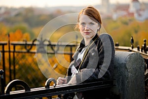 Young beautiful lady photographer