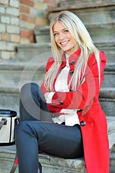 Young beautiful lady portrait smiling outdoors