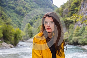 Young beautiful long hair woman portrait