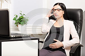 The young beautiful pregnant woman, dizziness photo