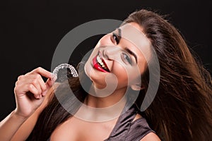 Young Beautiful Smiling Woman With Dental Braces